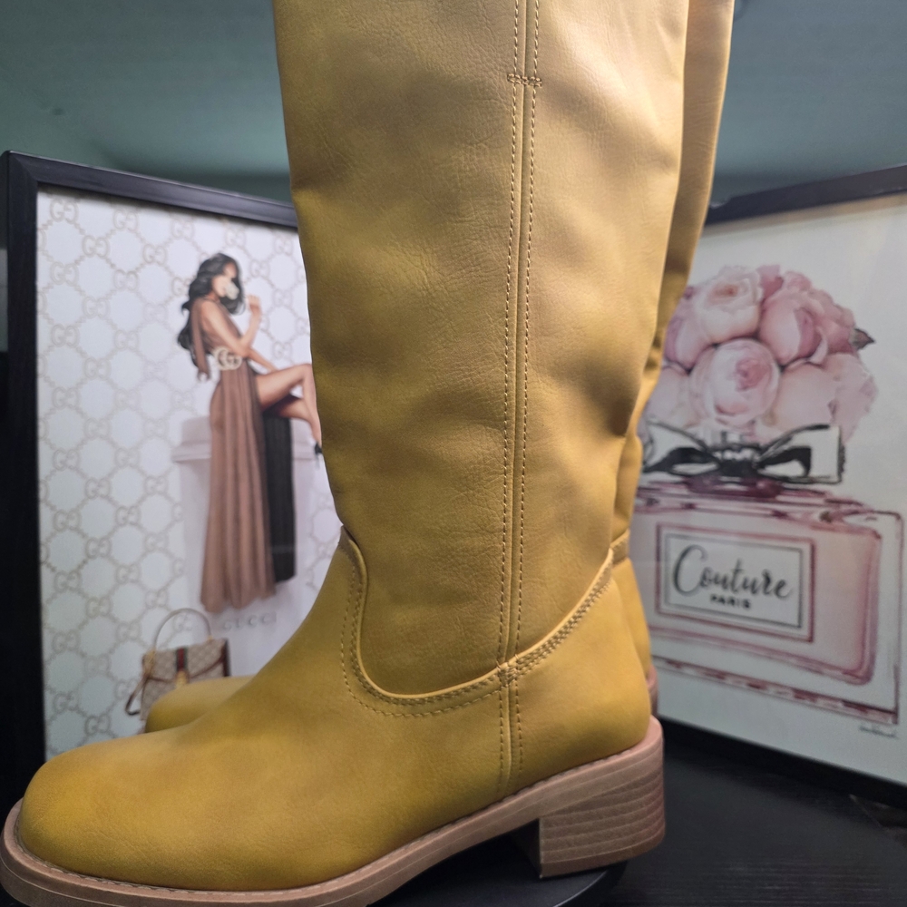 Madeline Mustard Leather Boots